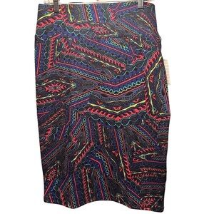 LulaRoe Cassie Pencil Skirt Stretchy High Wide Waist Band Large 14-16 Neon